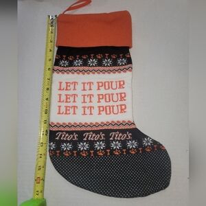 Tito's Vodka Orange Black 17 Inch Christmas Holiday Stocking 2 Sided Print